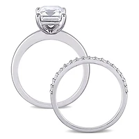 Julianna B 10K White Gold Emerald-Cut Created White Sapphire Bridal Ring Set