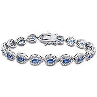 Julianna B Plated Sterling Silver Created Blue & White Sapphire Bracelet