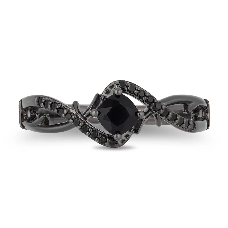Enchanted Disney Sterling Silver Maleficent 0.08Ctw Black Diamond Ring