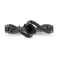 Enchanted Disney Sterling Silver Maleficent 0.08Ctw Black Diamond Ring