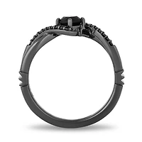 Enchanted Disney Sterling Silver Maleficent 0.08Ctw Black Diamond Ring