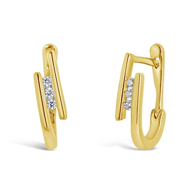 10K Yellow Gold 0.10CTW Diamond Earrings