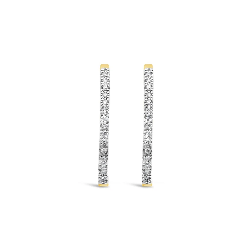10K Yellow Gold .50CTW Diamond Hoop Earrings