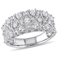 Julianna B Sterling Silver Created White Sapphire Pave Lattice Ring