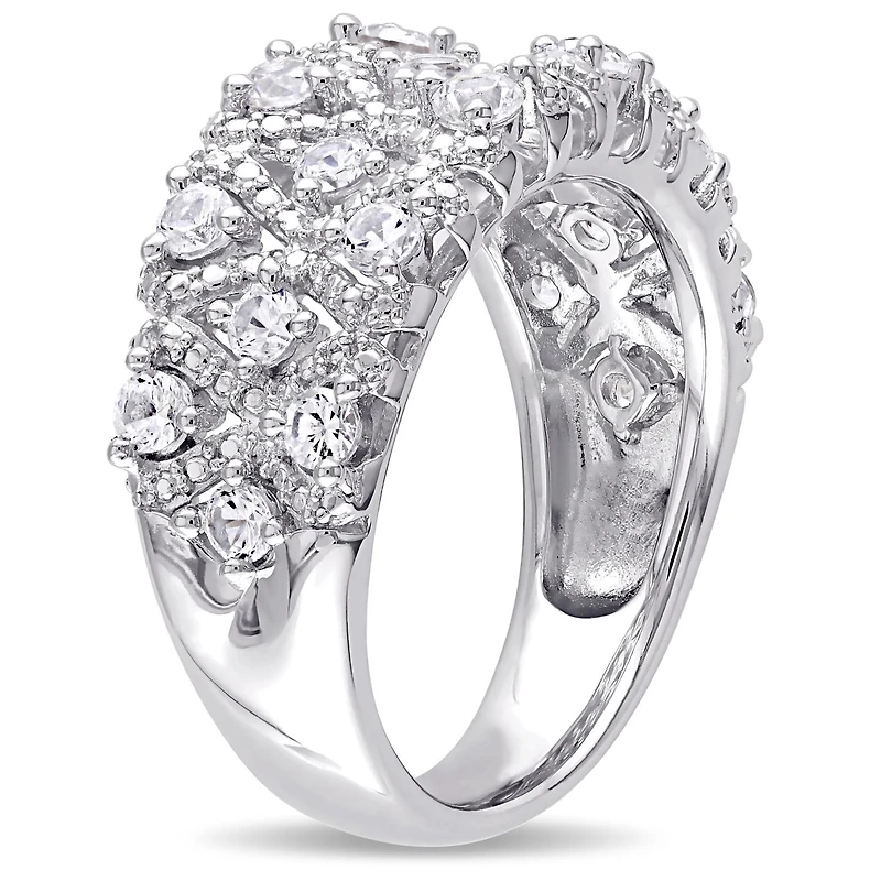 Julianna B Sterling Silver Created White Sapphire Pave Lattice Ring