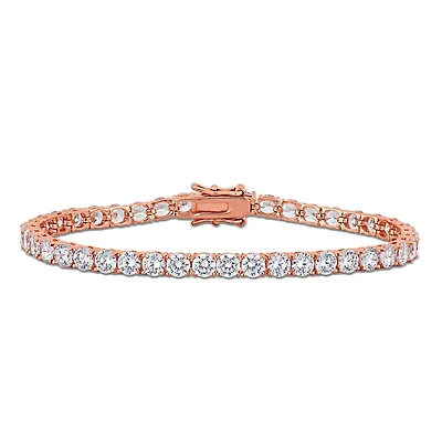 Julianna B Rose Plated Sterling Silver Cubic Zirconia Tennis Bracelet