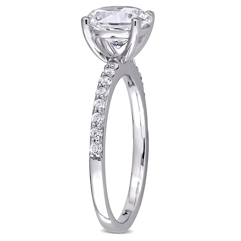 Julianna B 10K White Gold Created White Sapphire Solitaire Ring