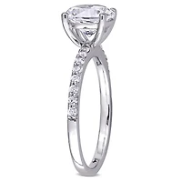 Julianna B 10K White Gold Created White Sapphire Solitaire Ring