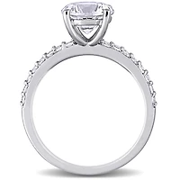 Julianna B 10K White Gold Created White Sapphire Solitaire Ring