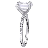Julianna B 10K White Gold Created White Sapphire & 0.1CTW Diamond Bridal Ring