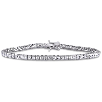 Sterling Silver White Cubic Zirconia Tennis Bracelet