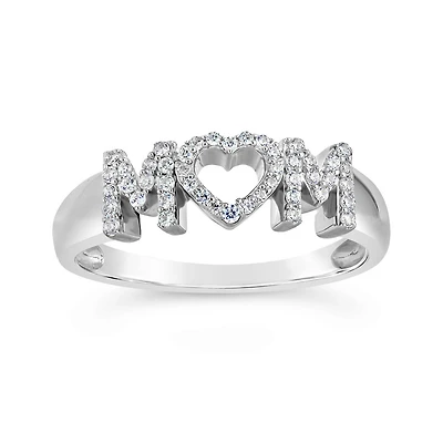 Sterling Silver 0.20CTW Diamond Mom Ring