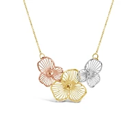 10K Tri-Colour 17" Flowers Necklace
