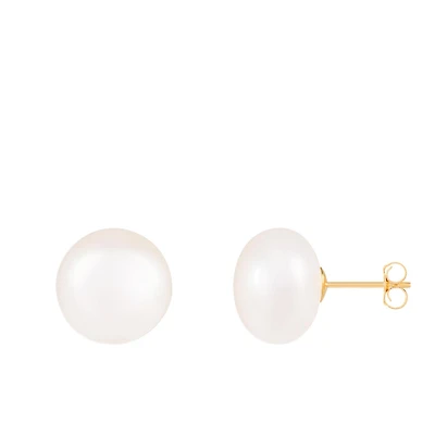 14K Yellow Gold 12-13mm Freshwater Pearl Earrings