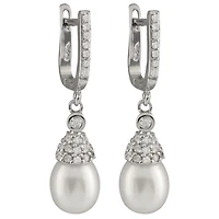 Sterling Silver 7-7.5mm Black Freshwater Pearl Earrings