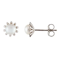 Sterling Silver 6-7mm Pearl Stud Earrings