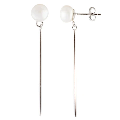 Sterling Silver 7-7.5mm Pearl Earrings