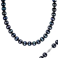 14K White Gold 10-11mm Black Freshwater Pearl Necklace