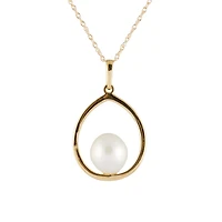 14K Yellow Gold 9-9.5mm Dangling Pearl Pendant