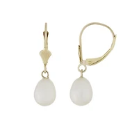 14K Yellow Gold 6.5-7mm Pearl Leverback Earrings