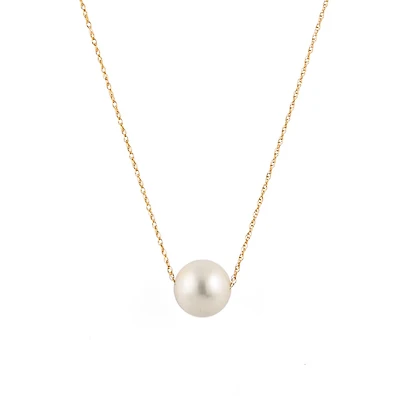 14K Yellow Gold 10-11mm Freshwater Pearl Slider Pendant