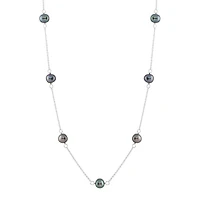 Sterling Silver 5 Stationed 7-8mm Pearl Necklace