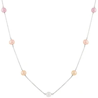 Sterling Silver 5 Stationed 7-8mm Pearl Necklace