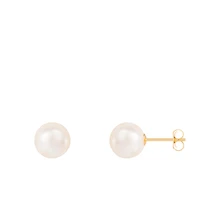 14K Yellow Gold 8mm Japanese Akoya Pearl Stud Earrings