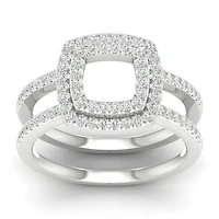 14K White Gold 0.50CTW Cushion Wrap Ring