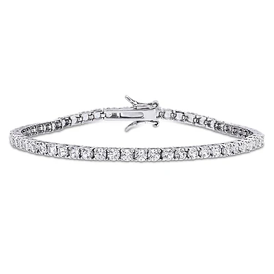 Julianna B Sterling Silver Created White Sapphire Tennis Bracelet 7"