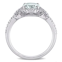 Julianna B 10K White Gold Aquamarine & 0.33CTW Diamond Ring