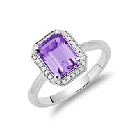 Les Bijoux 10K White Gold Amethyst & 0.09CTW Diamond Ring