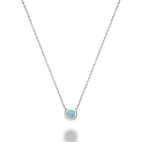 Les Bijoux 10k White Gold Bezel Set Aquamarine Necklace