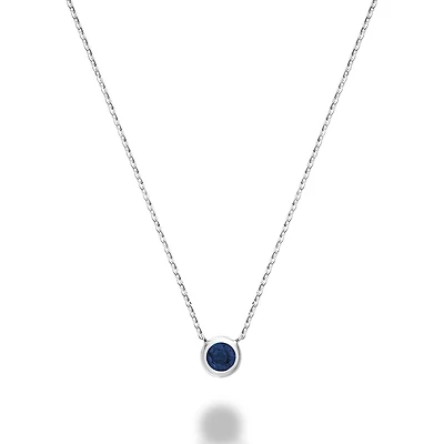 Les Bijoux 10K White Gold Bezel Set Blue Sapphire Necklace