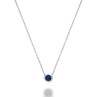 Les Bijoux 10K White Gold Bezel Set Blue Sapphire Necklace