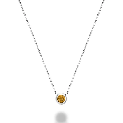 Les Bijoux 10k White Gold Bezel Set Citrine Necklace