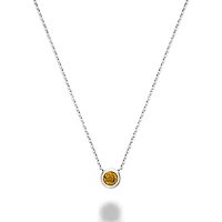 Les Bijoux 10k White Gold Bezel Set Citrine Necklace