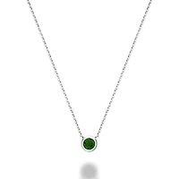 Les Bijoux 10k White Gold Bezel Set Emerald Necklace