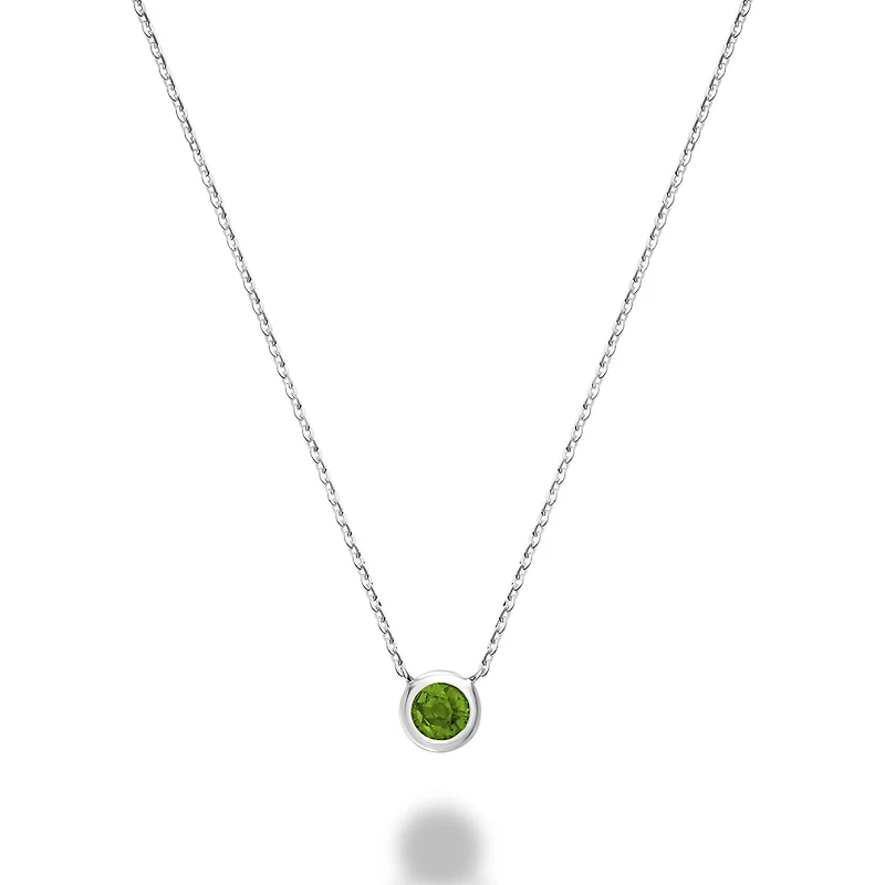 Les Bijoux 10k White Gold Bezel Set Peridot Necklace