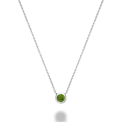Les Bijoux 10k White Gold Bezel Set Peridot Necklace