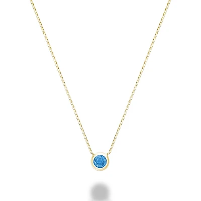 Les Bijoux 10K Yellow Gold Bezel Set Blue Topaz Necklace