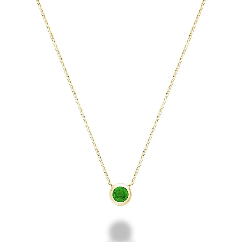 Les Bijoux 10k Yellow Gold Bezel Set Emerald Necklace