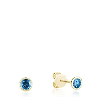 Les Bijoux 10K Yellow Gold Bezel Set Blue Topaz Earrings