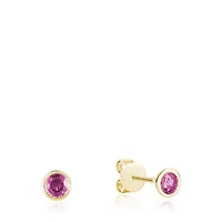 Les Bijoux 10K Yellow Gold Bezel Set Pink Topaz Earrings