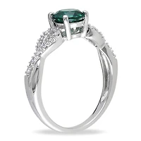 Julianna B 10K White Gold Created Emerald & 0.08CTW Diamond Ring
