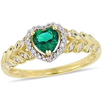 Julianna B 10K Yellow Gold Created Emerald & 0.06CTW Diamond Ring