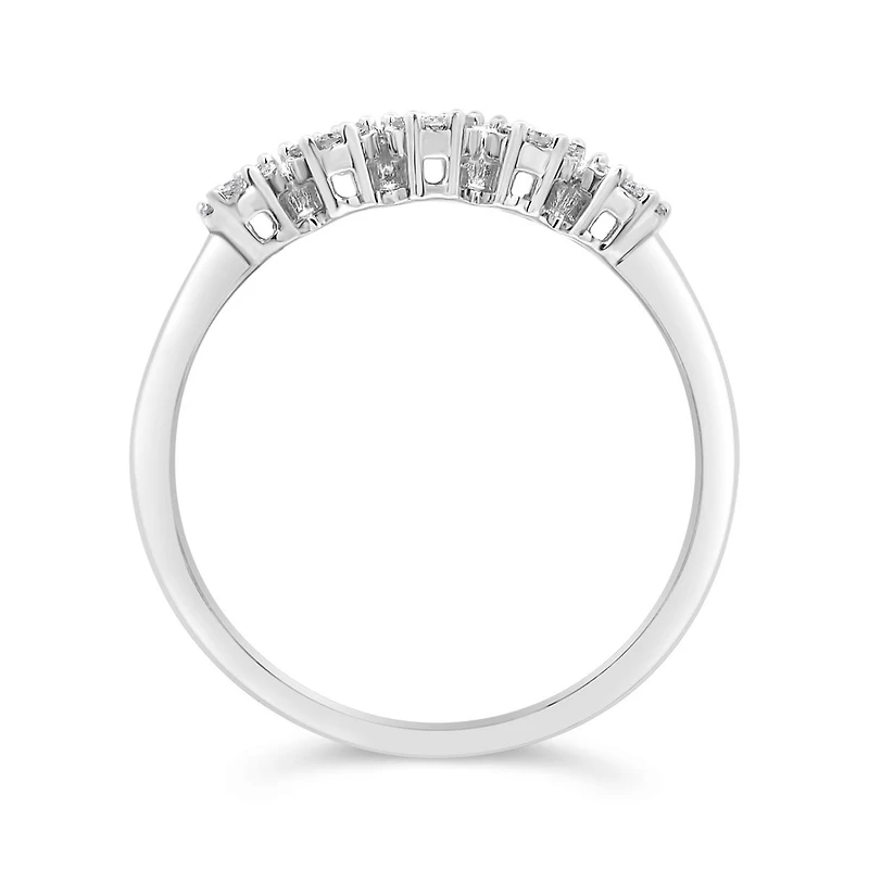 10K White Gold 0.13CTW Diamond Flower Stack Ring