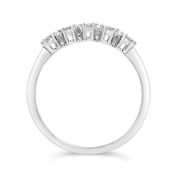 10K White Gold 0.13CTW Diamond Flower Stack Ring