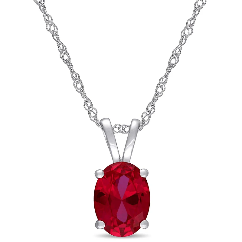 Julianna B 10k White Gold Created Ruby Pendant
