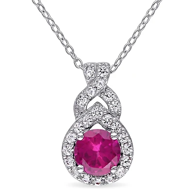 Julianna B Sterling Silver Created Ruby & Created White Sapphire Pendant